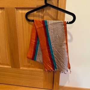 Colorful Geometric Silk Indian Scarf